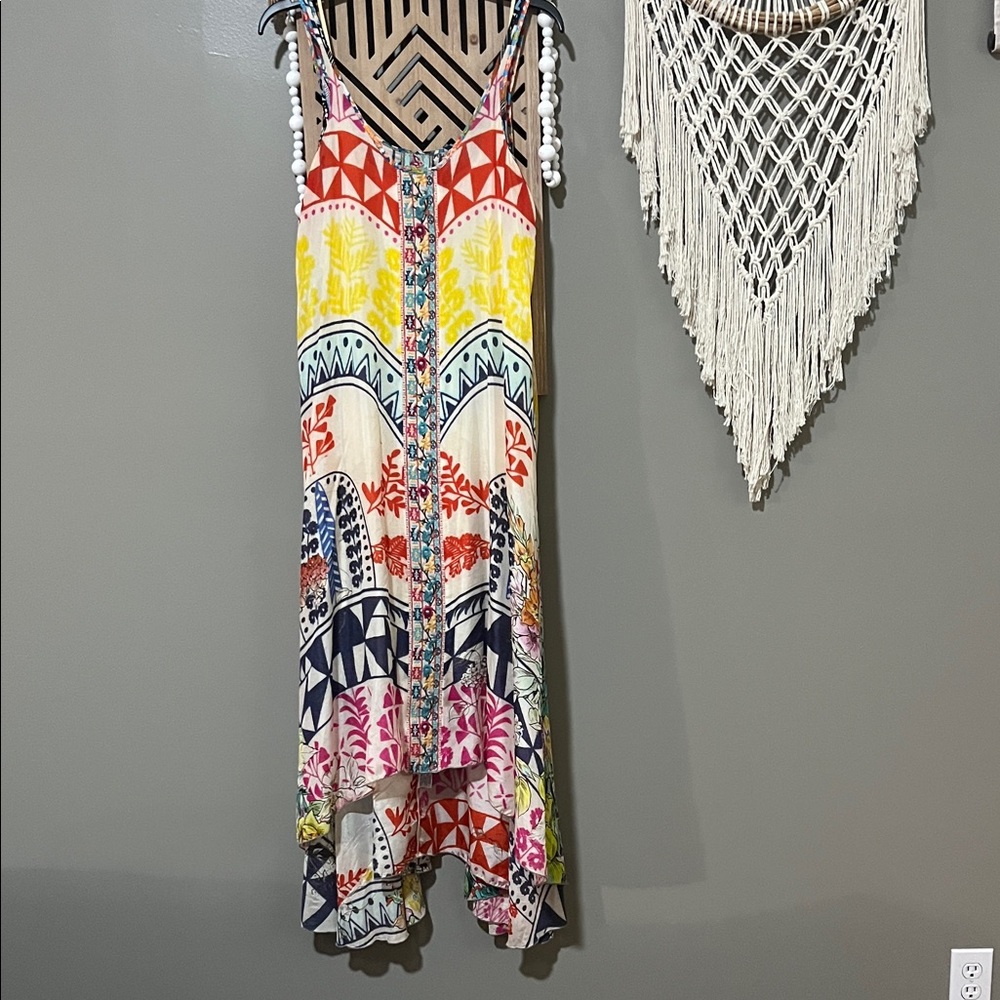 Johnny Was Vibrant Patchwork Boho Maxi Dress in Red, Yellow, Blue, Pink, Green